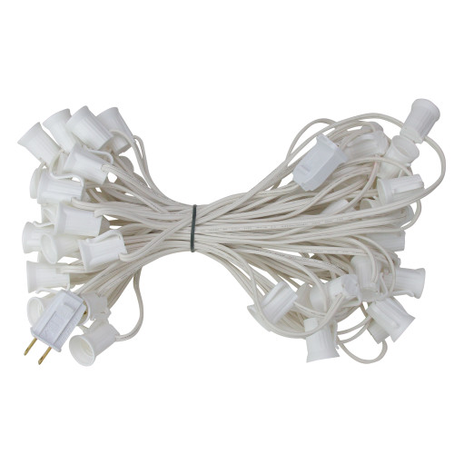 C9 Christmas Light Socket Set Commercial - 50' - White Wire - 18 Gauge - IMAGE 1