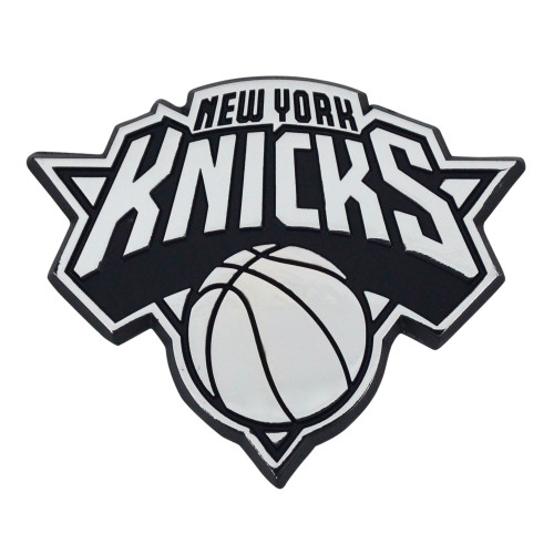 Set of 2 White and Black NBA New York Knicks Emblem Automotive Stick-On Car Decals 2.5" x 3" - IMAGE 1