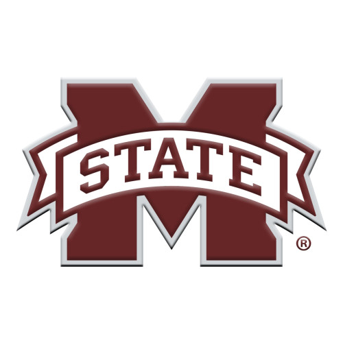 Set of 2 Wine Red NCAA Mississippi State University Bulldogs Emblem Stick-on Car Decals 3" x 3" - IMAGE 1