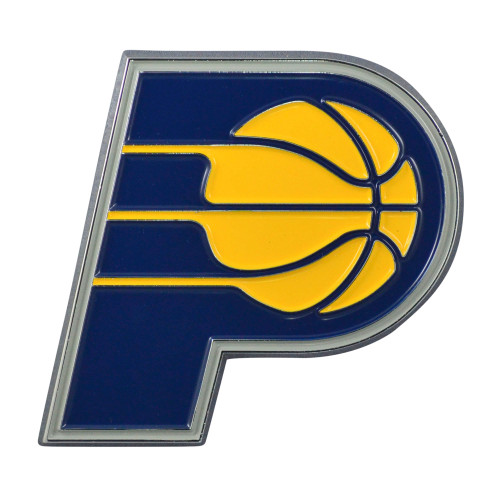 Set of 2 Blue and Yellow NBA Indiana Pacers Emblem Stick-on Car Decals 2.5" x 3" - IMAGE 1