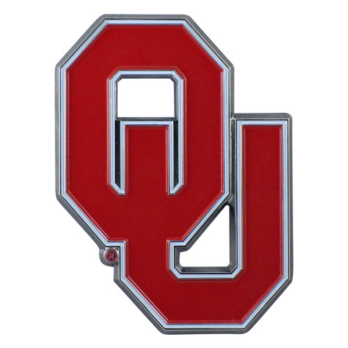 Set of 2 Red NCAA University of Oklahoma Sooners Emblem Stick-on Car Decals 3" x 2.25" - IMAGE 1