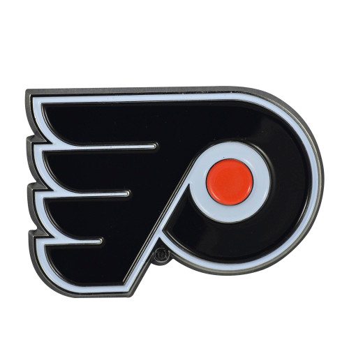 Set of 2 Black NHL Philadelphia Flyers Emblem Stick-on Car Decals 2" x 3" - IMAGE 1