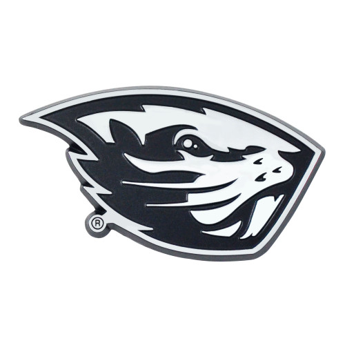 3" Black and Silver NCAA Oregon State University Beavers Emblem Stick-on Car Decal - IMAGE 1