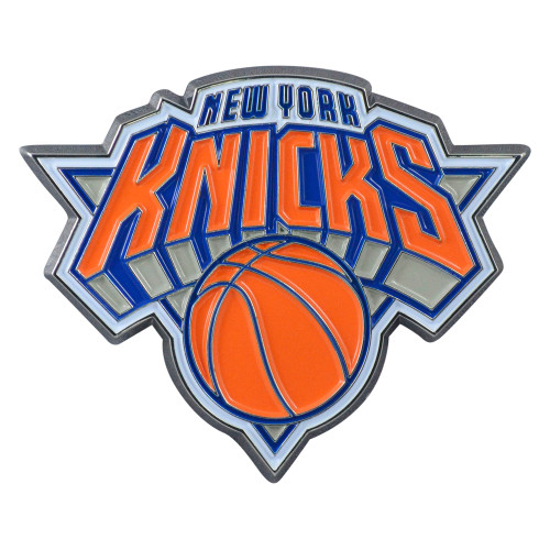 Set of 2 Blue and Orange NBA New York Knicks Emblem Stick-on Car Decals 2.5" x 3" - IMAGE 1