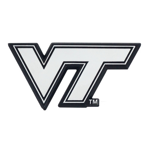 Set of 2 White NCAA Virginia Tech Hokies Emblem Automotive Stick-On Car Decals 1.5" x 3" - IMAGE 1