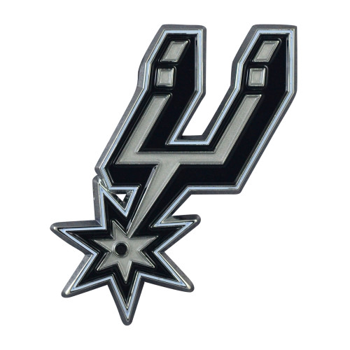 Set of 2 Black NBA San Antonio Spurs Emblem Stick-on Car Decals 2.5" x 3" - IMAGE 1