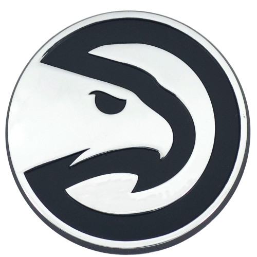 Set of 2 White and Black NBA Atlanta Hawks Emblem Automotive Stick on Car Decals 2" x 3" - IMAGE 1