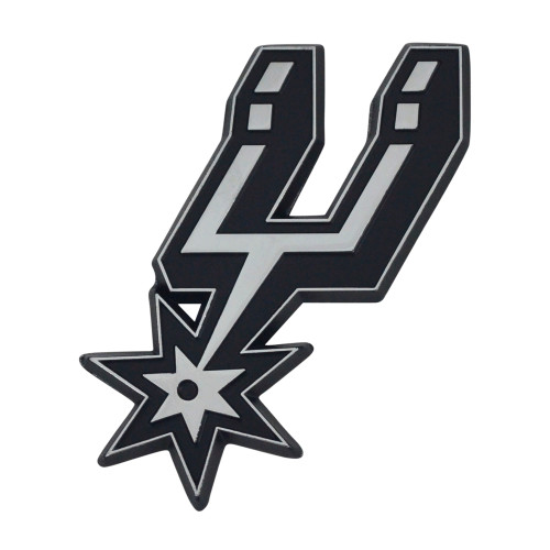 Set of 2 Black and White NBA San Antonio Spurs Emblem Automotive Stick-On Car Decals 2.5" x 3" - IMAGE 1