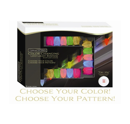 Multi Function C9 LED Christmas Lights Select a Color - 17 ft Green Wire - 15ct - IMAGE 1