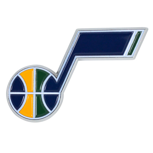 Set of 2 Blue and Yellow NBA Utah Jazz Emblem Stick-on Car Decals 2" x 3" - IMAGE 1