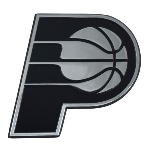 Set of 2 Black and Silver NBA Indiana Pacers 3D Emblem Stick-on Car Decals 3" x 3" - IMAGE 1