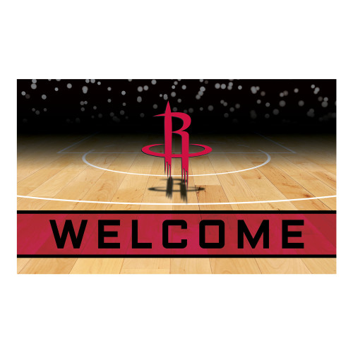 Red and Black NBA Houston Rockets "Welcome" Rectangular Outdoor Door Mat 18" x 30" - IMAGE 1