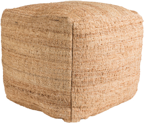 18" Sandy Brown Woven Square Indoor Pouf Ottoman with Knife Edge - IMAGE 1