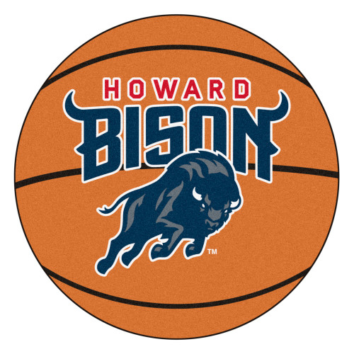 27" Brown and Blue NCAA Howard University Bison Round Mat Area Rug - IMAGE 1