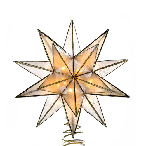 8.25" Lighted 15-Point Star Shaped Christmas Tree Topper- Clear Lights - IMAGE 1