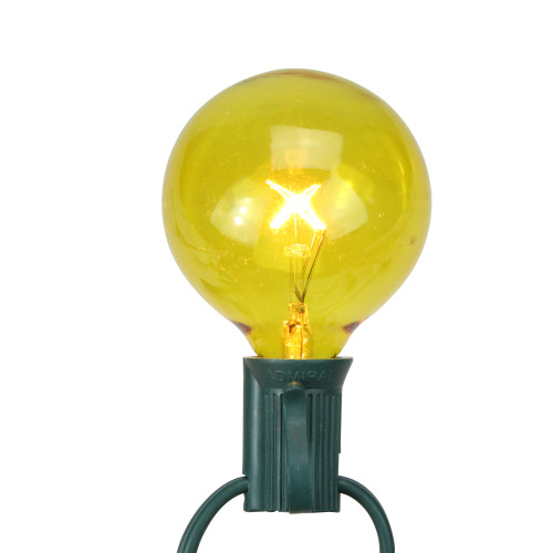 Transparent Incandescent G50 Globe Christmas Replacement Bulbs - Yellow - Pack of 25 - IMAGE 1