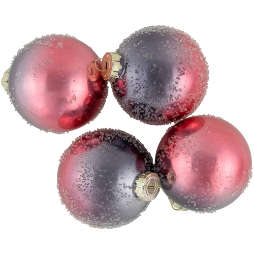 4ct Pink and Grey Ombre Hand Blown Textured Glass Ball Christmas Ornaments 3.25" (80mm) - IMAGE 1