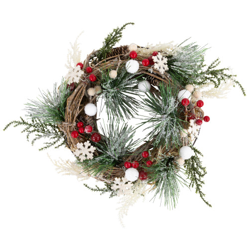 Frosted Pine and Berries Winter Foliage Mini Christmas Wreath - 10" - Unlit - IMAGE 1