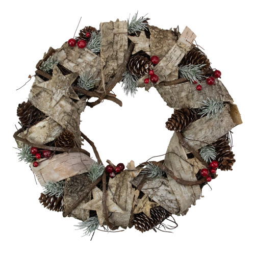 Pine Cones, Birch and Berries Artificial Christmas Wreath, 13-Inch, Unlit - IMAGE 1