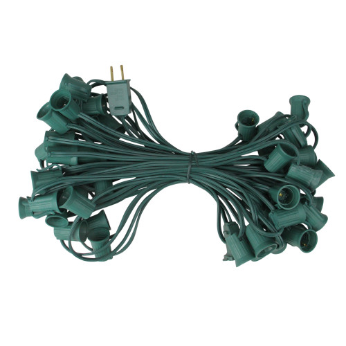 50' Green Commercial C9 Christmas Light Socket Set - IMAGE 1