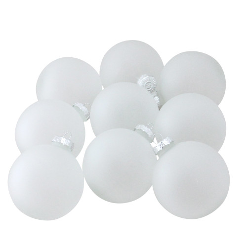 9ct Clear Frosted Matte Christmas Glass Ball Ornaments 2.5" (65mm) - IMAGE 1