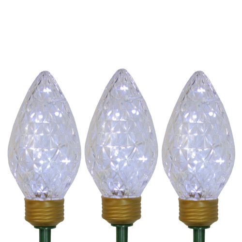 Set of 3 Lighted LED C9 Bulb Christmas Pathway Marker Lawn Stakes - Clear Lights - IMAGE 1