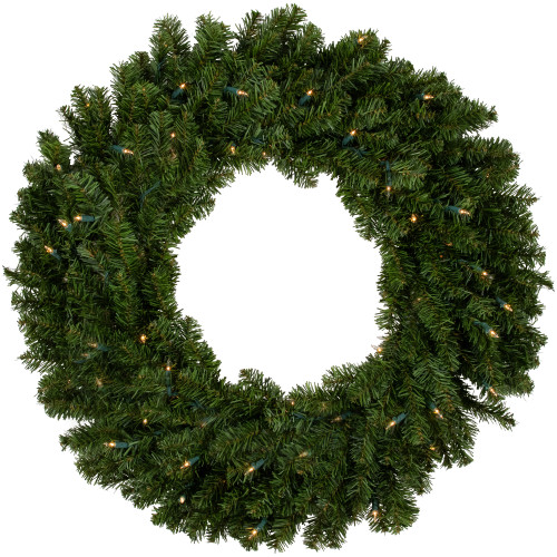 Pre-Lit Canadian Pine Artificial Christmas Wreath - 30" - Clear Lights - IMAGE 1
