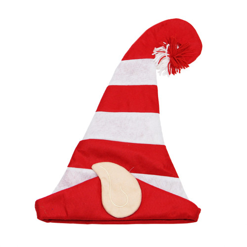 22" Red and White Striped Unisex Adult Christmas Elf Hat - One Size - IMAGE 1