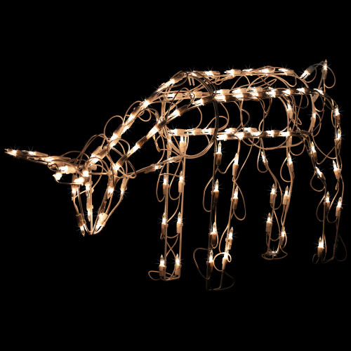 Lighted Feeding Reindeer Outdoor Christmas Decoration - 25" - Clear Lights - IMAGE 1