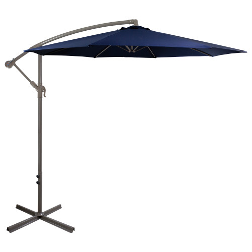 10ft Offset Outdoor Patio Umbrella with Hand Crank, Navy Blue - IMAGE 1