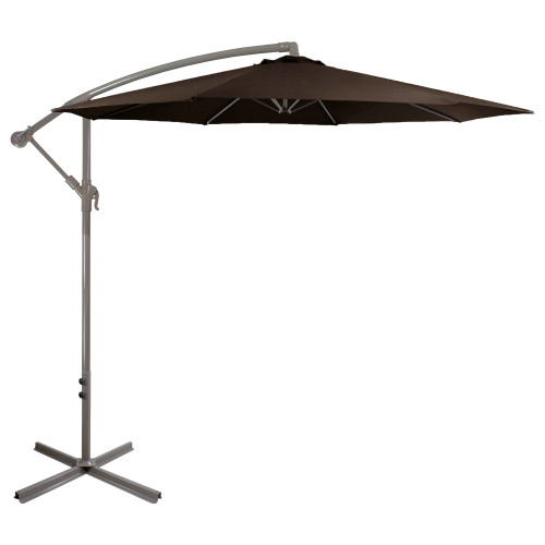 10ft Offset Outdoor Patio Umbrella with Hand Crank, Brown - IMAGE 1