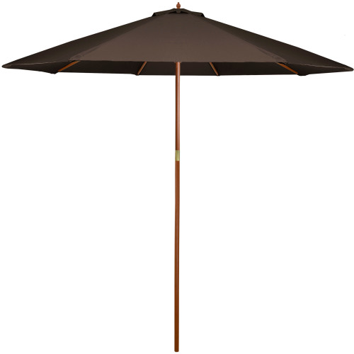 8.5ft Outdoor Patio Market Umbrella with Wooden Pole, Brown - IMAGE 1