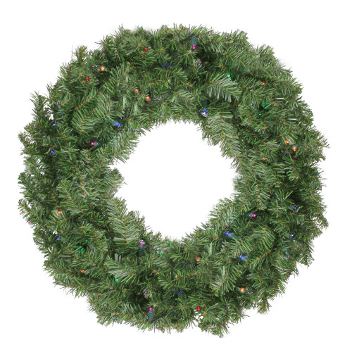 Pre-Lit Battery Operated Canadian Pine Christmas Wreath - 36" - Multi-Color LED Lights - IMAGE 1