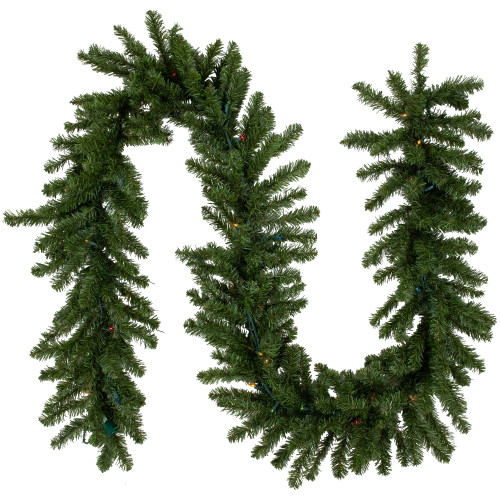Pre-Lit Canadian Pine Artificial Christmas Garland - 9' x 12" - Multicolor Lights - IMAGE 1