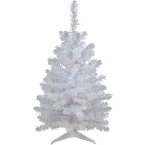 3' Pre-Lit LED Snow White Artificial Christmas Tree, Multi Lights - IMAGE 1