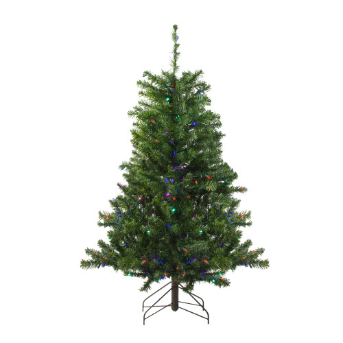 4' Pre-Lit Medium Canadian Pine Artificial Christmas Tree - Multicolor LED Lights - IMAGE 1