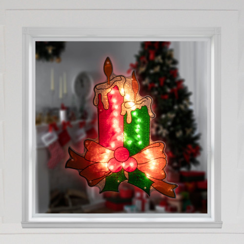 17 Lighted Holographic Candle Christmas Window Silhouette Decoration Christmas Central