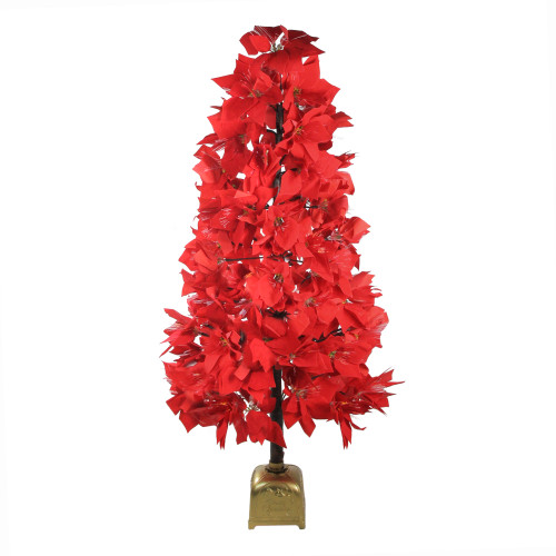 4 Pre Lit Fiber Optic Color Changing Red Poinsettia Christmas Tree Christmas Central