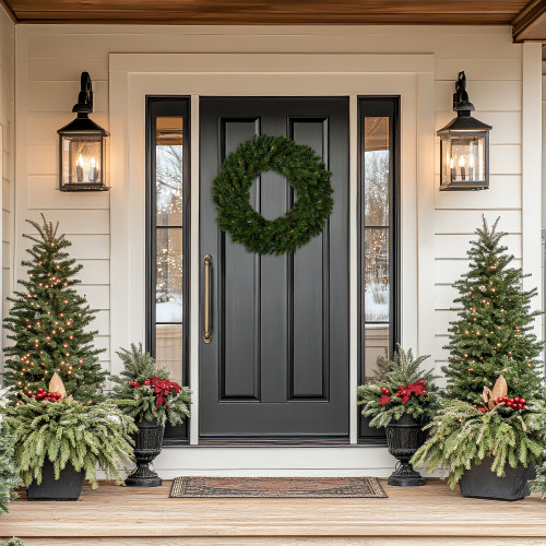 Pre-Lit Canadian Pine Artificial Christmas Wreath - 30" - Multi Lights - IMAGE 1