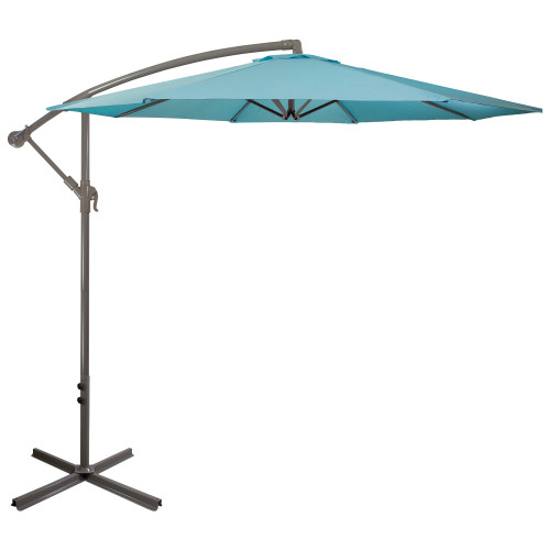 10ft Offset Outdoor Patio Umbrella with Hand Crank, Turquoise Blue - IMAGE 1