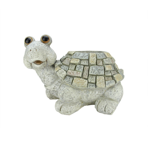 17" Weathered Stone-Inspired Tortoise Outdoor Patio Garden Planter Statue - IMAGE 1