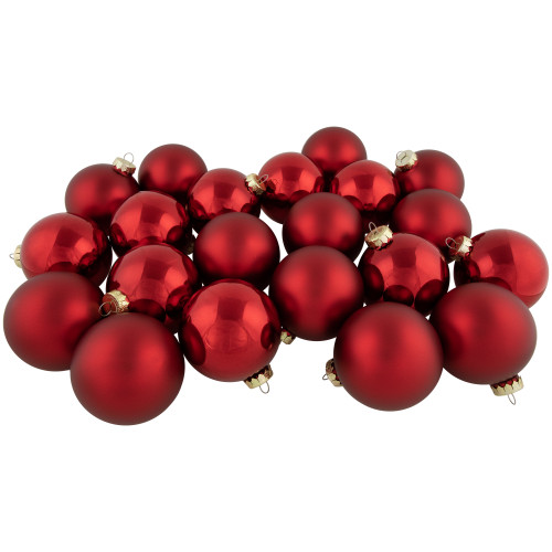 72ct Red 2-Finish Glass Christmas Ball Ornaments 4" (100mm) - IMAGE 1