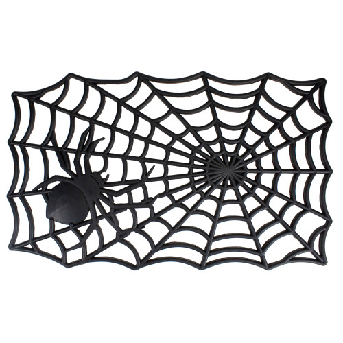 Black Spider Web Rectangular Halloween Doormat 18" x 30" - IMAGE 1