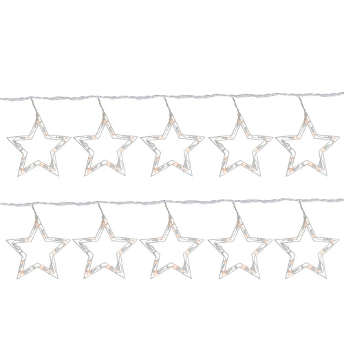 100 Count Clear Twinkling Star Icicle Christmas Lights, 13.5 ft White Wire - IMAGE 1