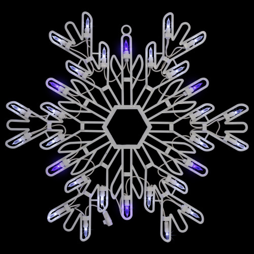 15" LED Lighted Pure White and Blue Snowflake Christmas Window Silhouette Decor - IMAGE 1