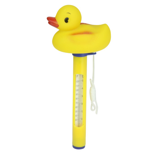 9.5" Yellow Duck Floating Swimming Pool Thermometer with Cord - IMAGE 1