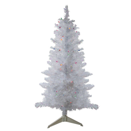 4' Pre-lit White Iridescent Pine Artificial Christmas Tree - Multi Lights - IMAGE 1