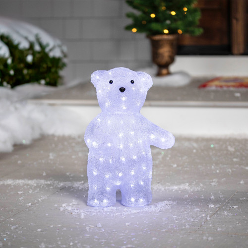 LED Lighted Polar Bear Commercial Grade Acrylic Outdoor Christmas Decoration - 16.5" - IMAGE 1