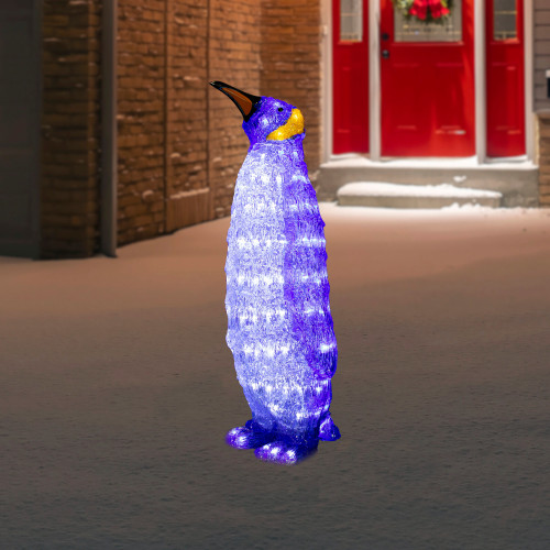 LED Lighted Commercial Grade Acrylic Penguin Outdoor Christmas Decoration - 26" - Pure White Lights - IMAGE 1