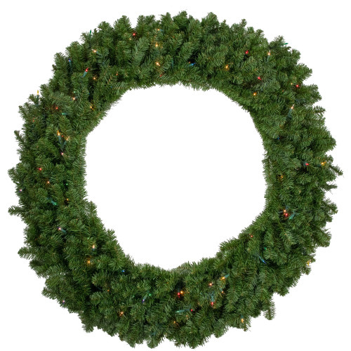 Pre-Lit Canadian Pine Artificial Christmas Wreath, 48-Inch, Multicolor Lights - IMAGE 1